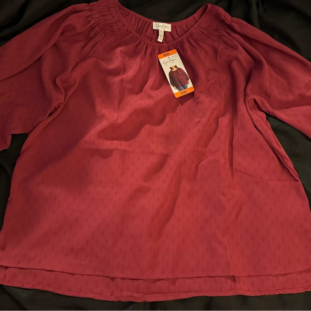 NWT Jessica Simpson Boho Blouse Berry 2X XXL - Picture 4 of 7